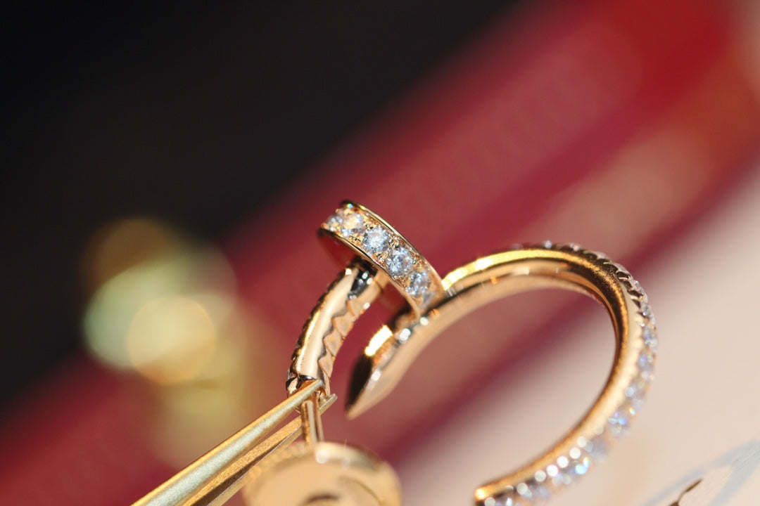 Cartier 釘子小號耳環-玫瑰金-滿鑽