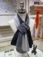 L-Piana-拼色圍巾 33*95cm 100%山羊絨 藍色