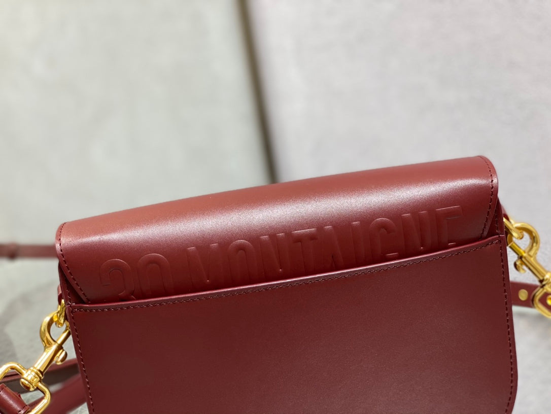 Dior Bobby-中號22cm-酒紅色牛皮