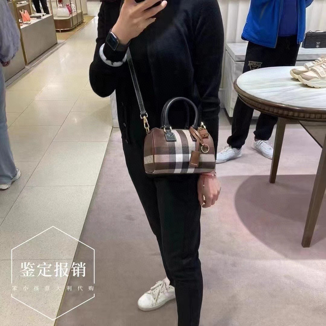 巴B家-樺木棕格紋 保齡球包 mini