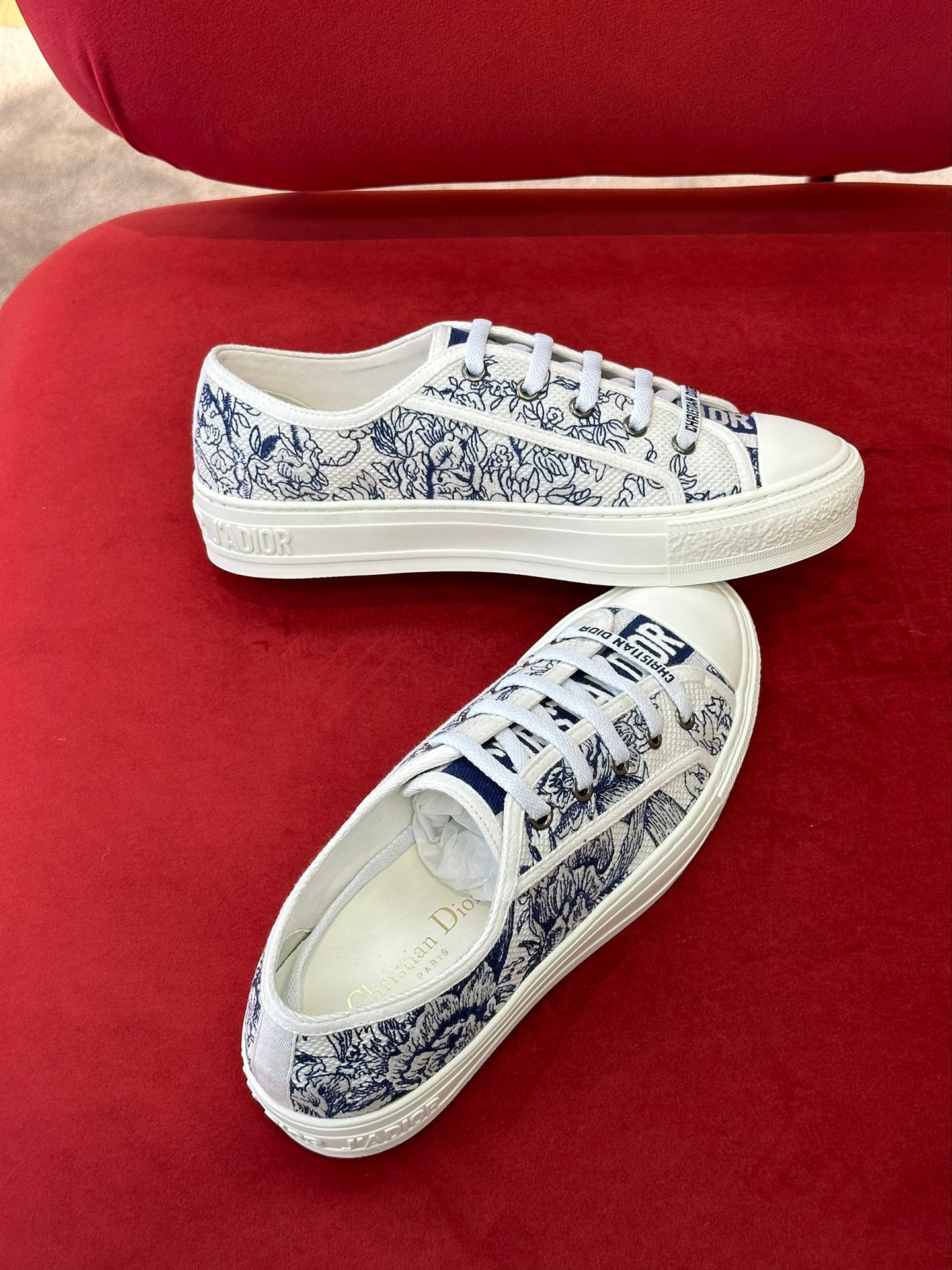 迪D家-2023春夏新顏色 刺繡板鞋 藍色