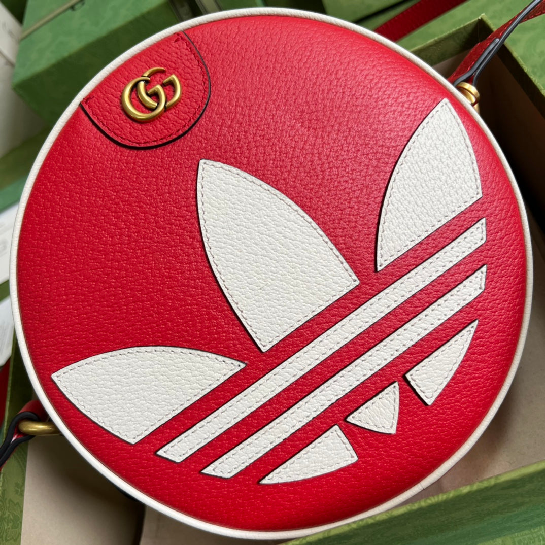 古G家- adidasxGucci聯名系列 肩背包 22x22x7cm 紅色拼