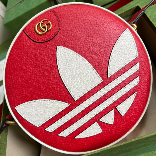 古G家- adidasxGucci聯名系列 肩背包 22x22x7cm 紅色拼