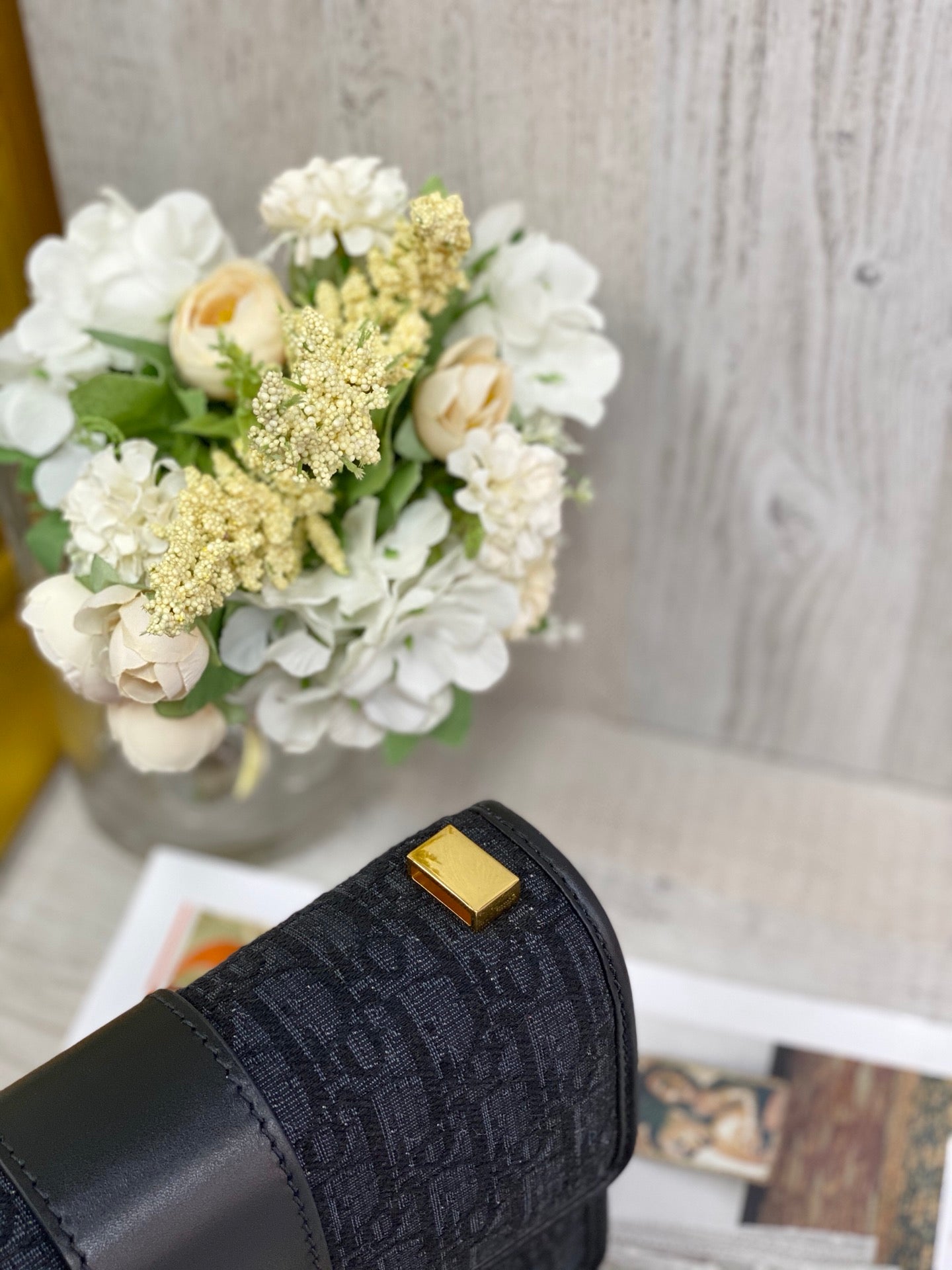 Dior 蒙田 30 Montaigne系列-24cm-金扣-黑色刺繡