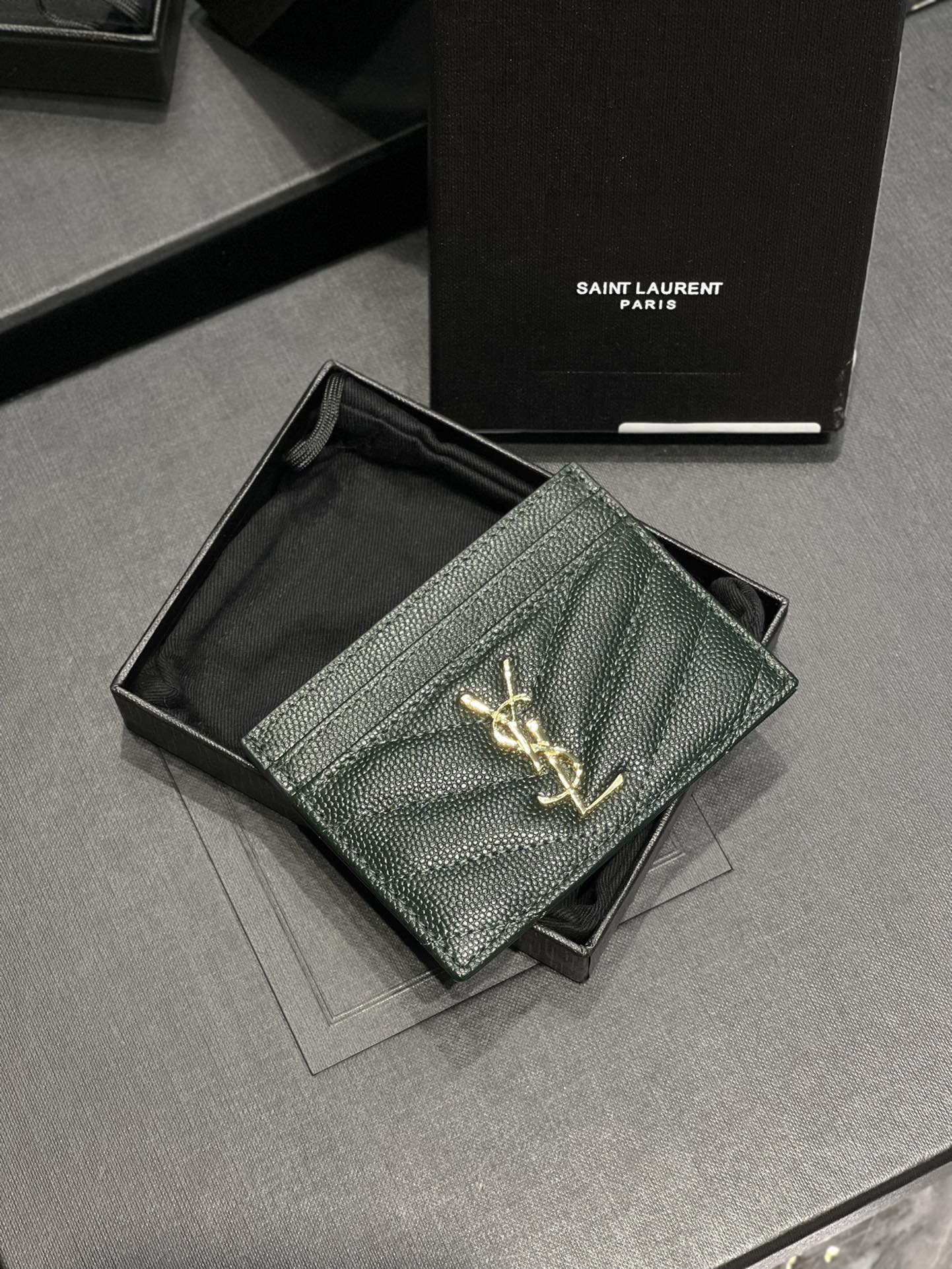 YSL卡包_綠色金扣