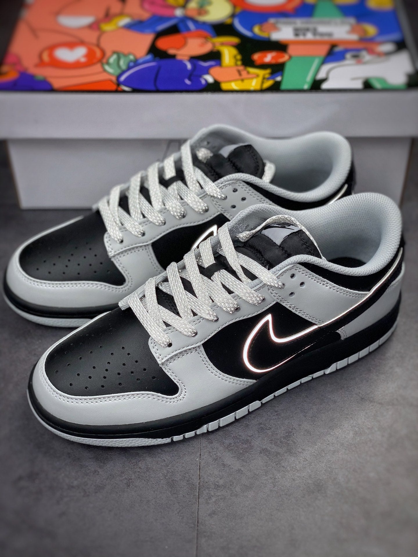 N1KE-Dunk Low 男女同款 灰貓反光