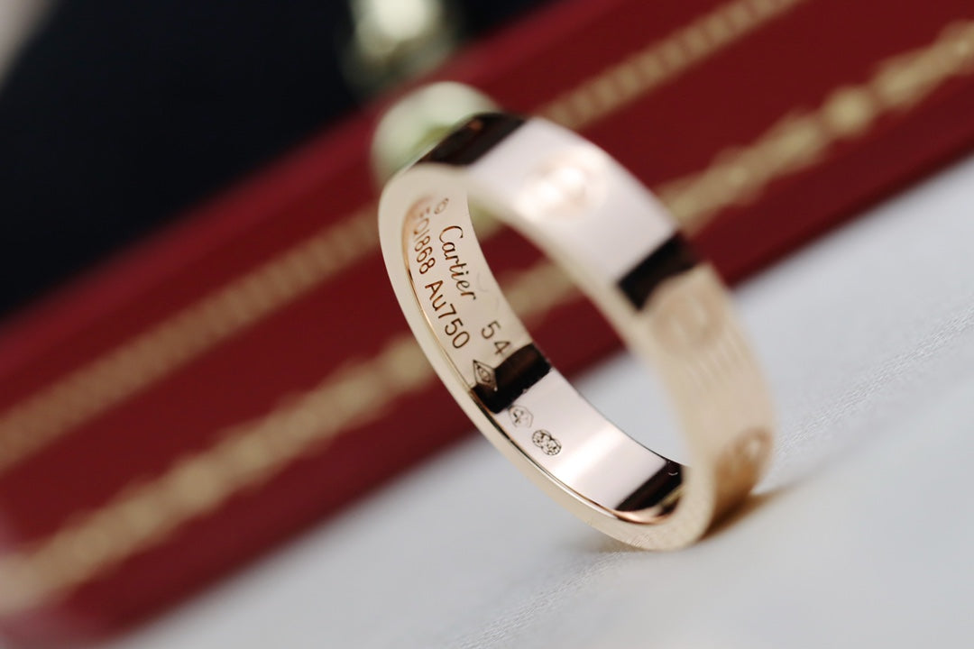 Cartier Love細版戒指-玫瑰金-3鑽