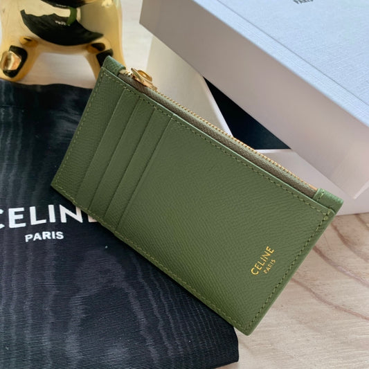 Celine 粒面小牛皮拉鍊卡包