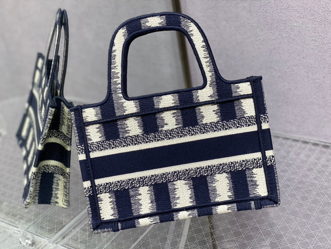 Dior Book Tote-Mini 23cm-深藍色條紋