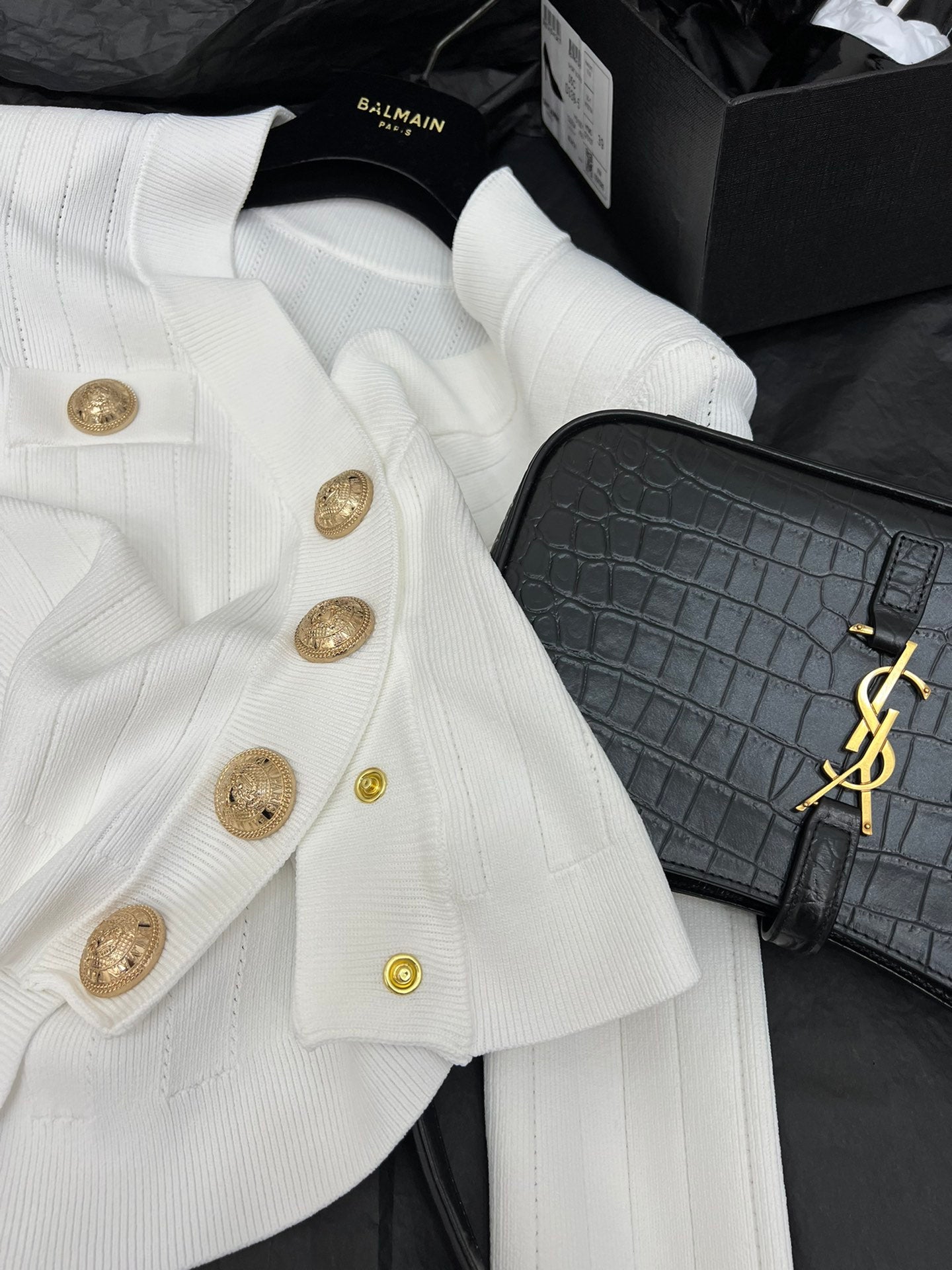 Balmain-22FW墊肩款針織開衫