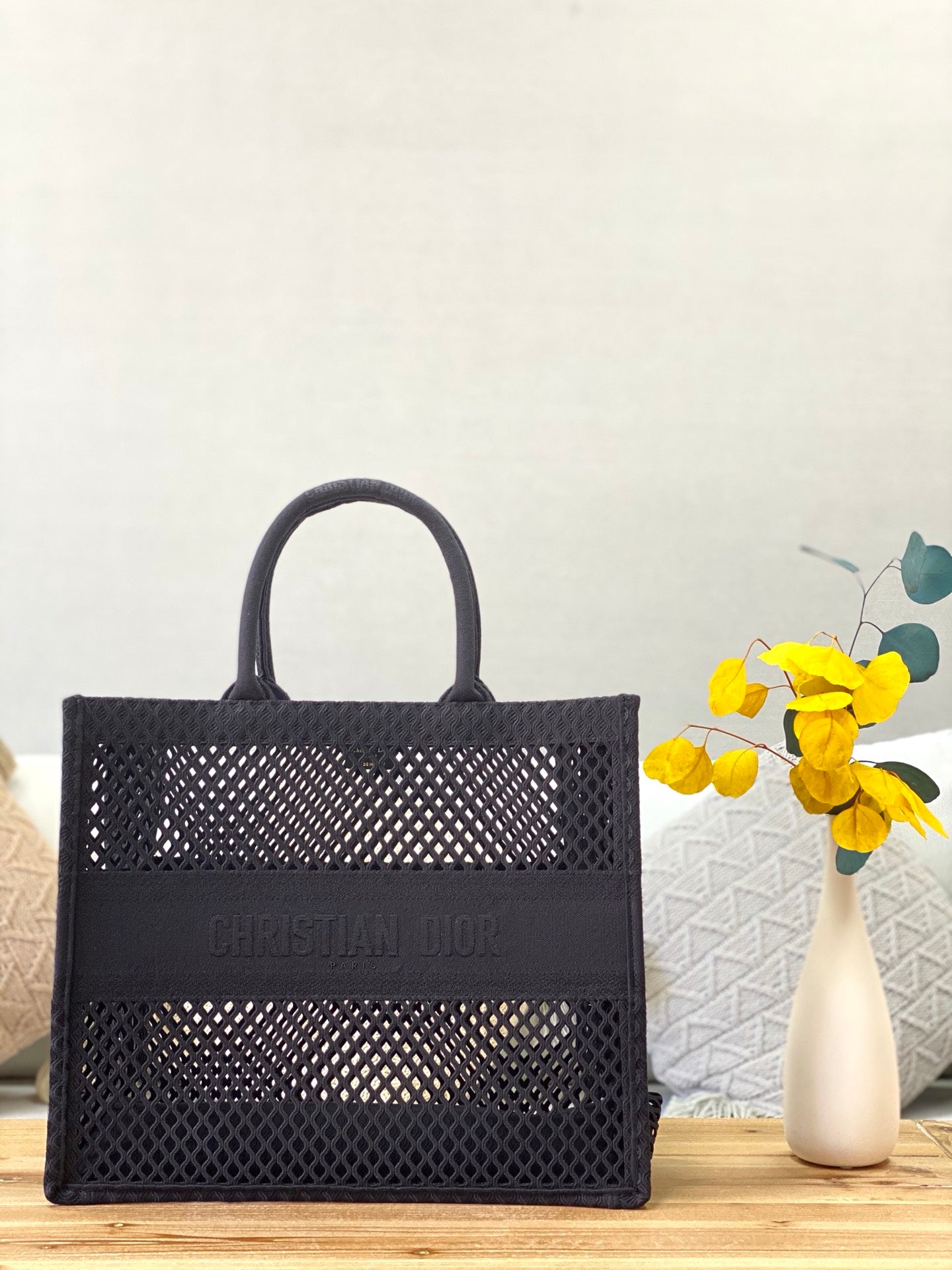 Dior Book Tote-大號41.5cm-黑色網格帆布