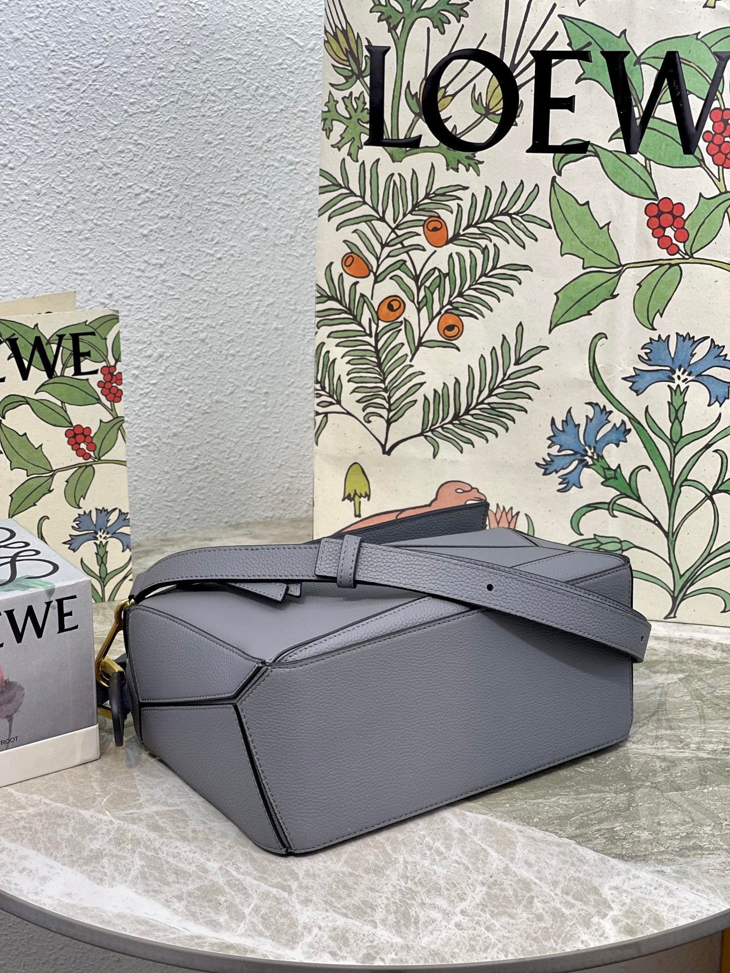 羅L威-Puzzle bag 小牛皮-荔枝皮青灰色