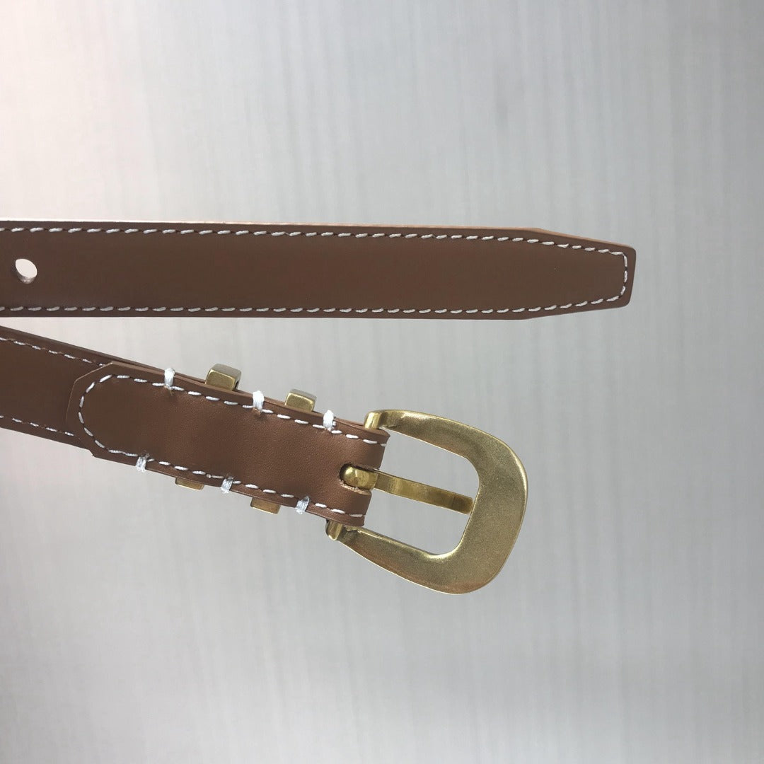 賽C家-咖色金扣皮帶-1.8cm
