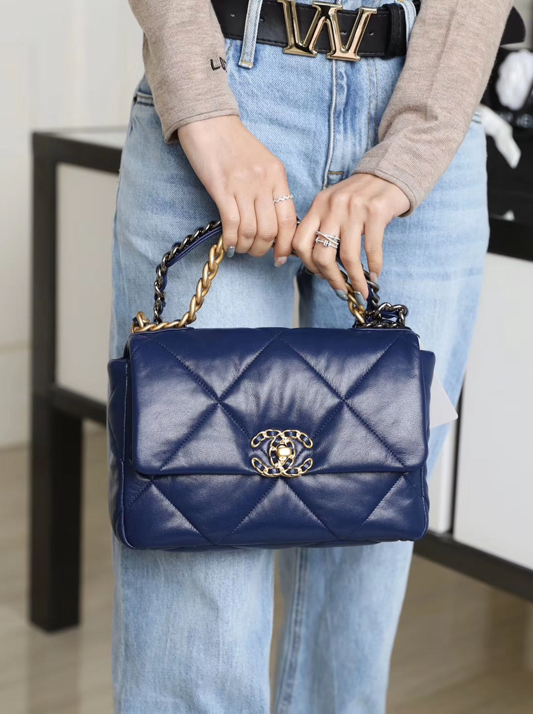 Chanel 19Bag-小號深藍