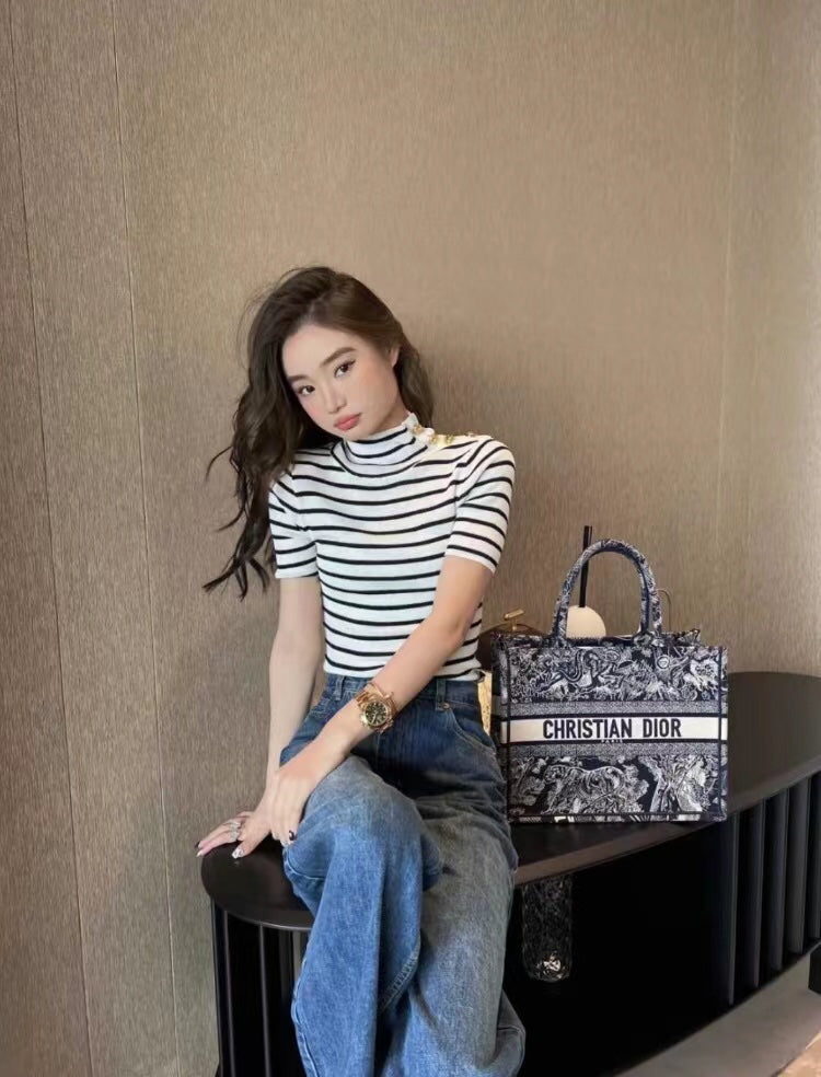 Dior Book Tote-小號36.5cm-深藍老虎