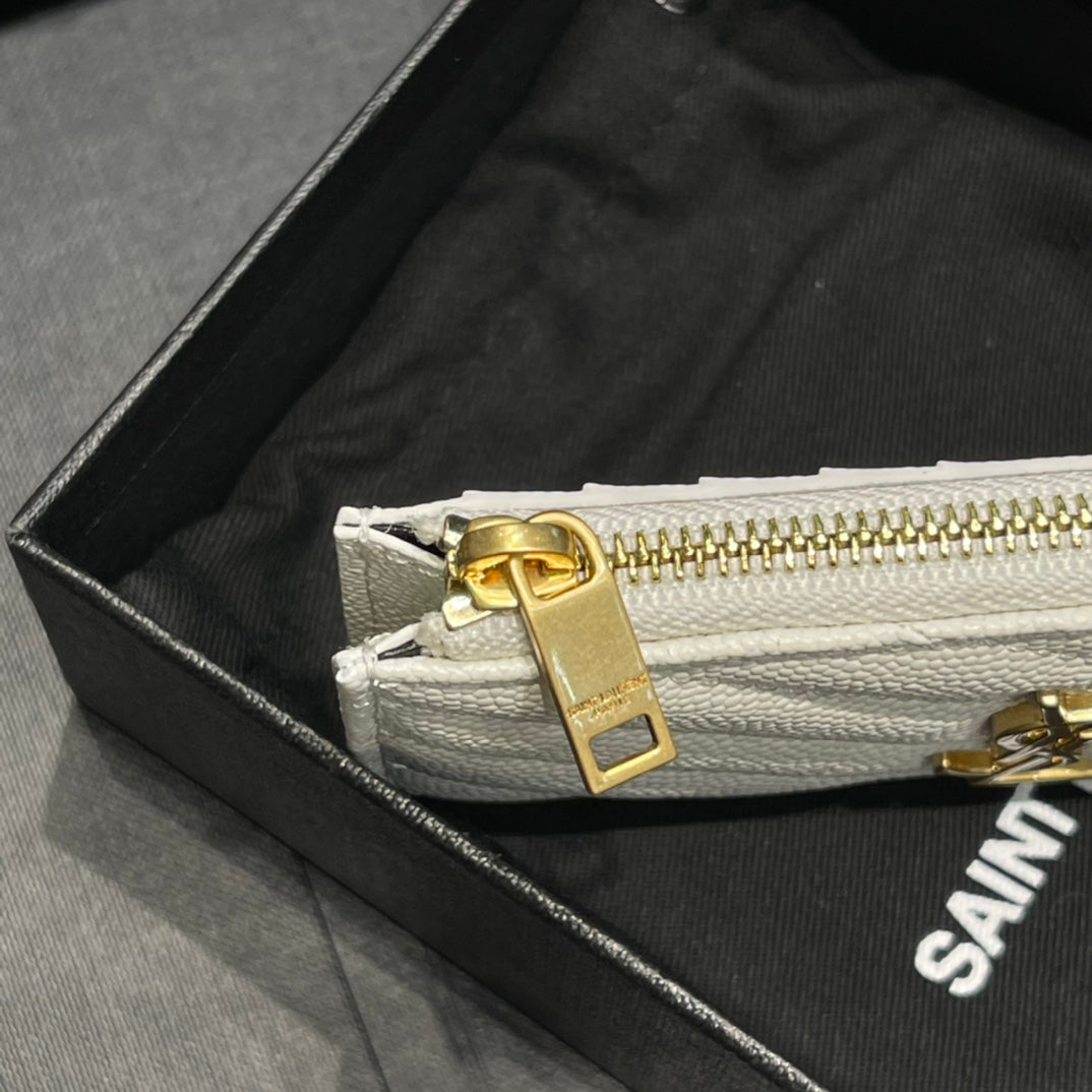 YSL 新品卡包_白色金扣