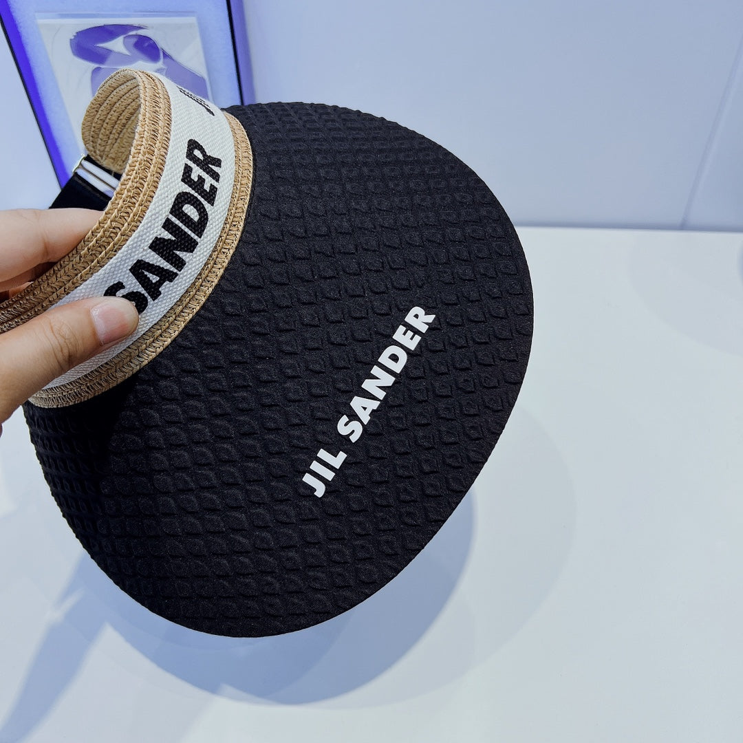 JIL SANDER 織帶拼接防曬帽