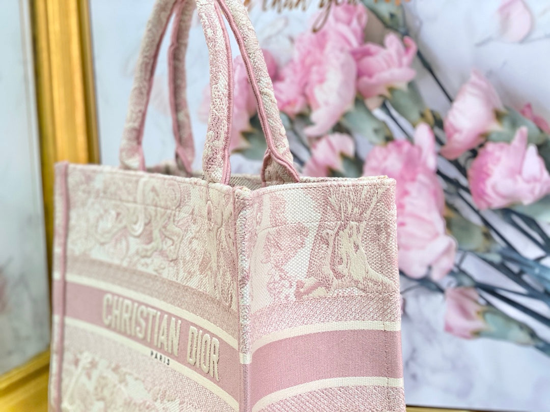 Dior Book Tote-小號36.5cm-粉色老虎