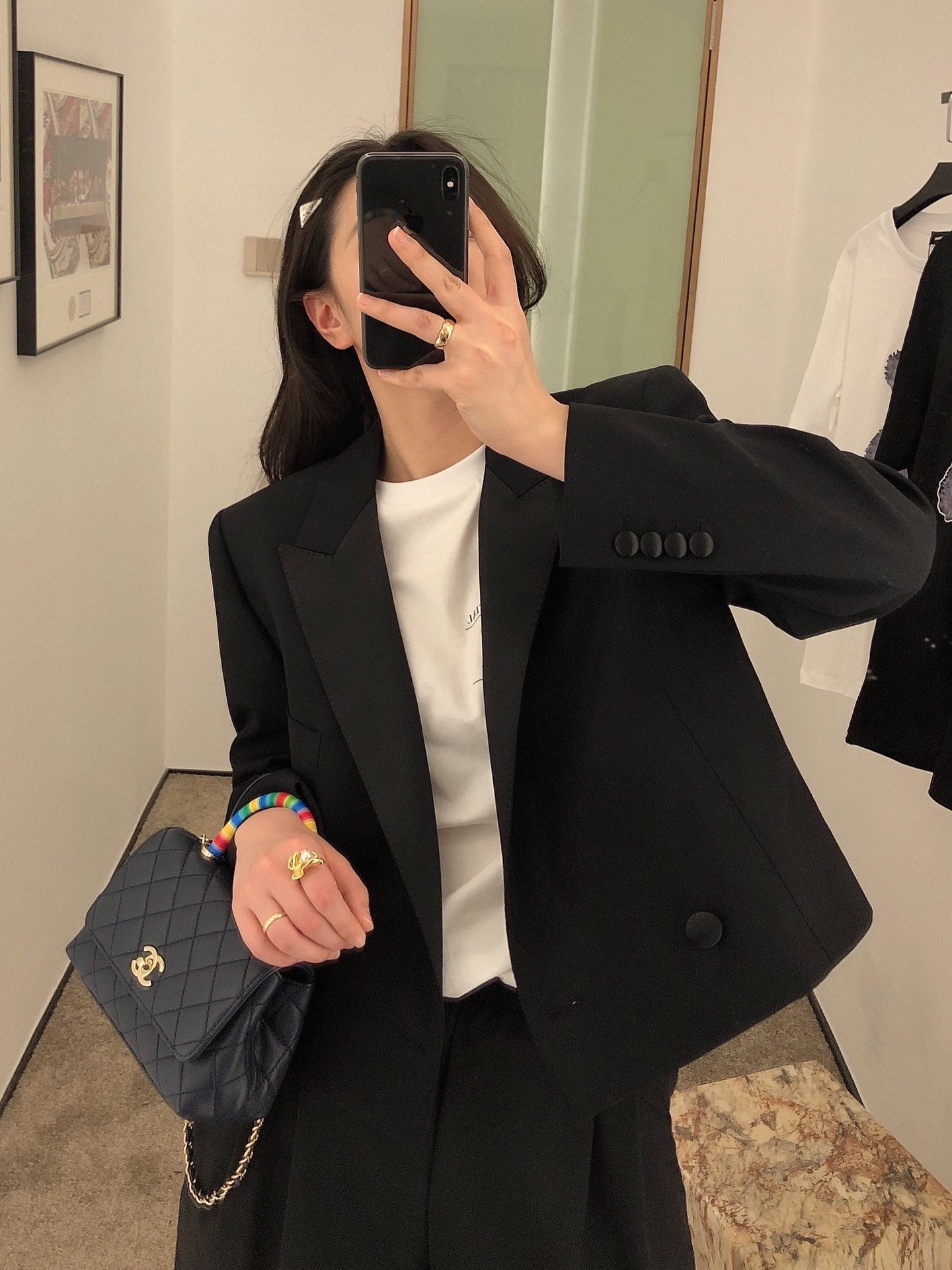 Chanel mini coco handle彩虹包-深藍色