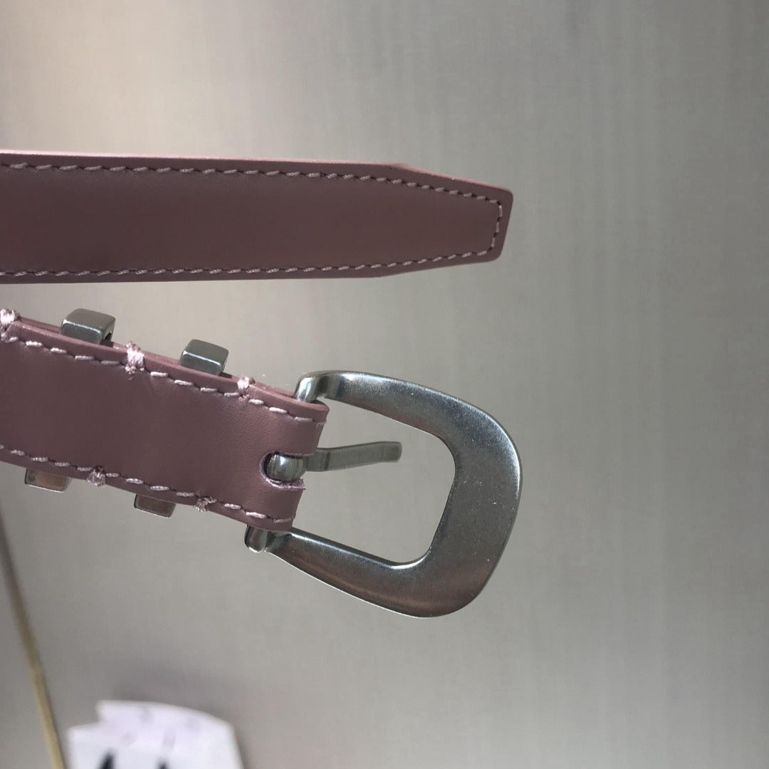 賽C家-粉色銀扣皮帶-1.8cm