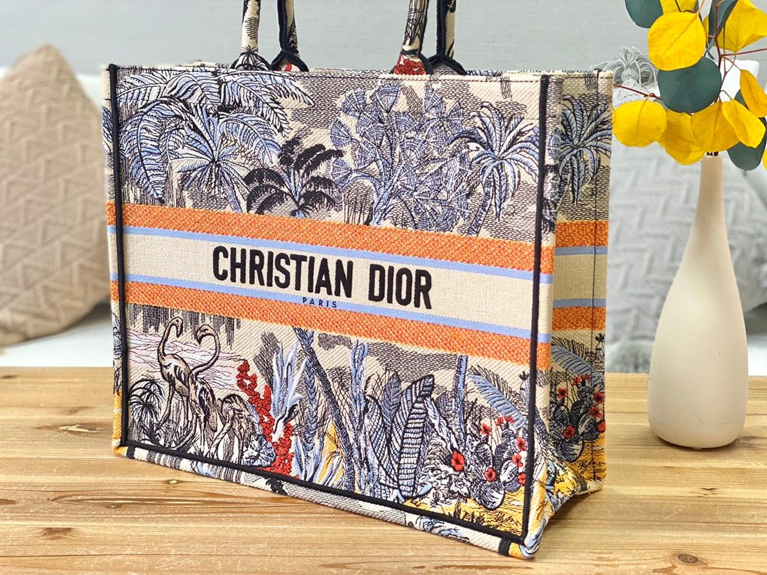 Dior Book Tote-大號41.5cm-藍椰子樹