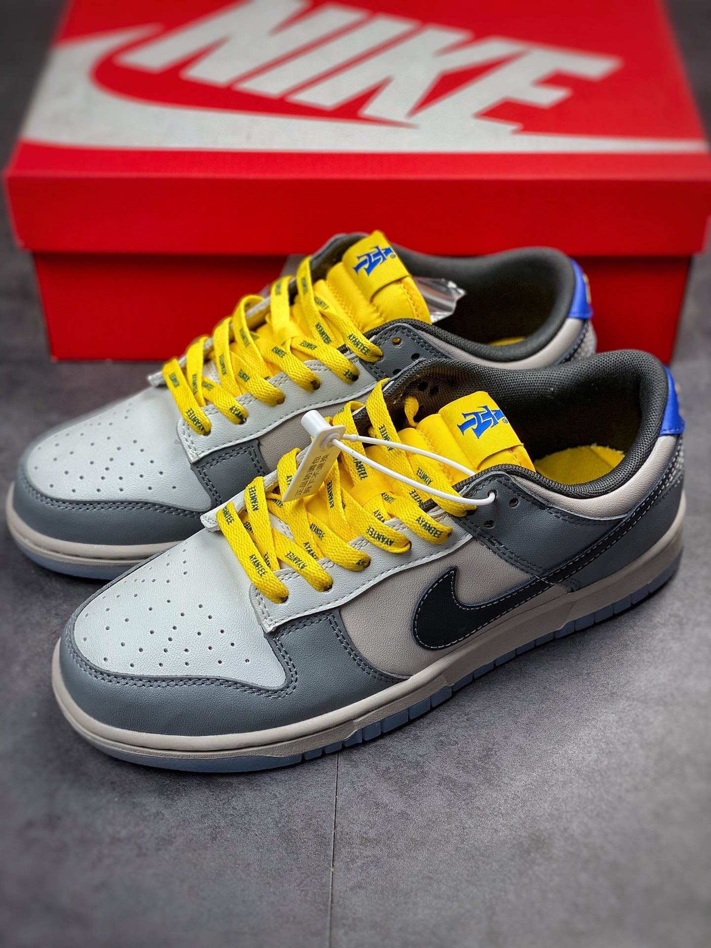 N1KE-SB Dunk Low 男女同款 灰藍黃色