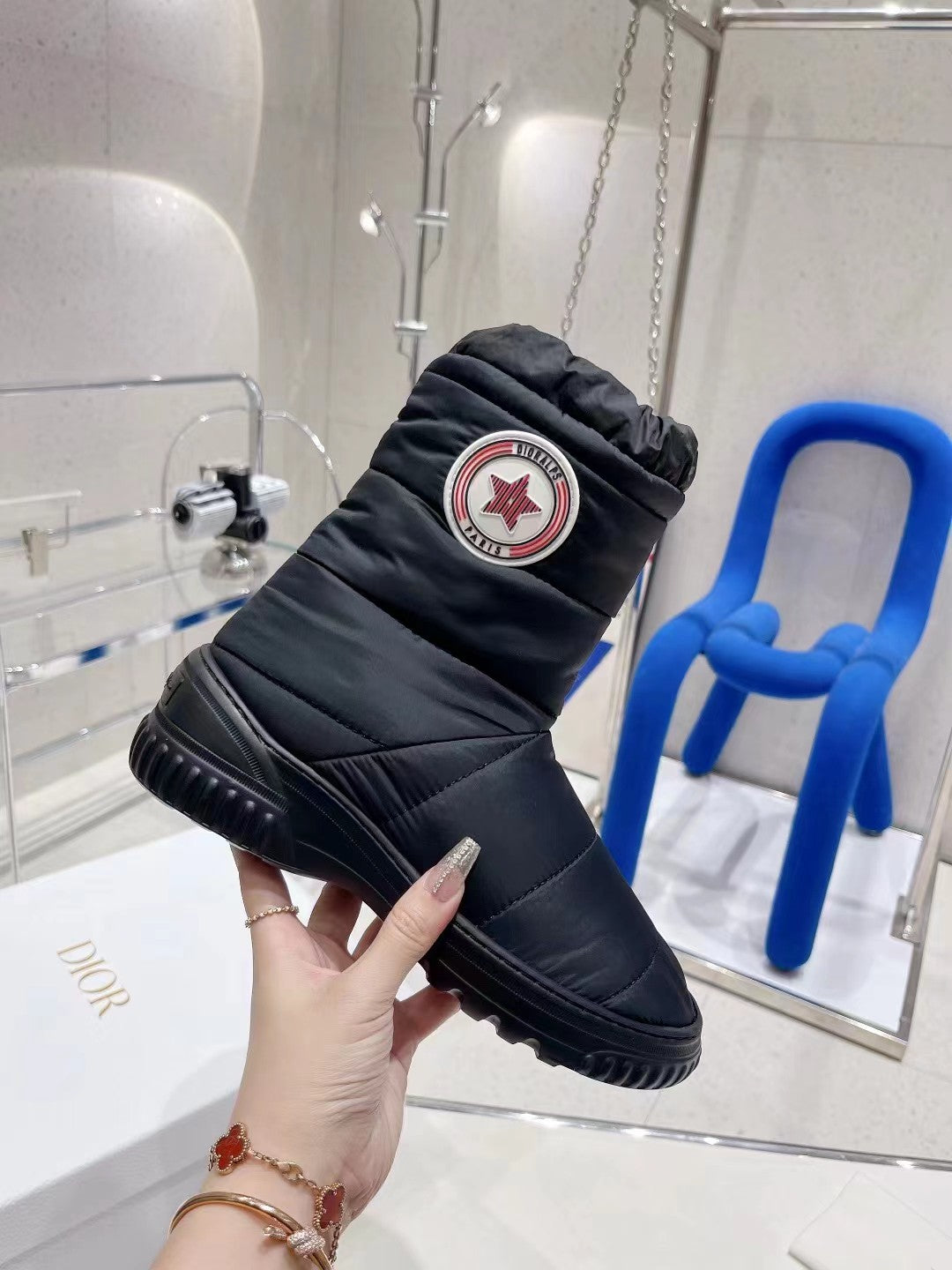 迪D家-22SS 羽絨羊毛短靴 黑色
