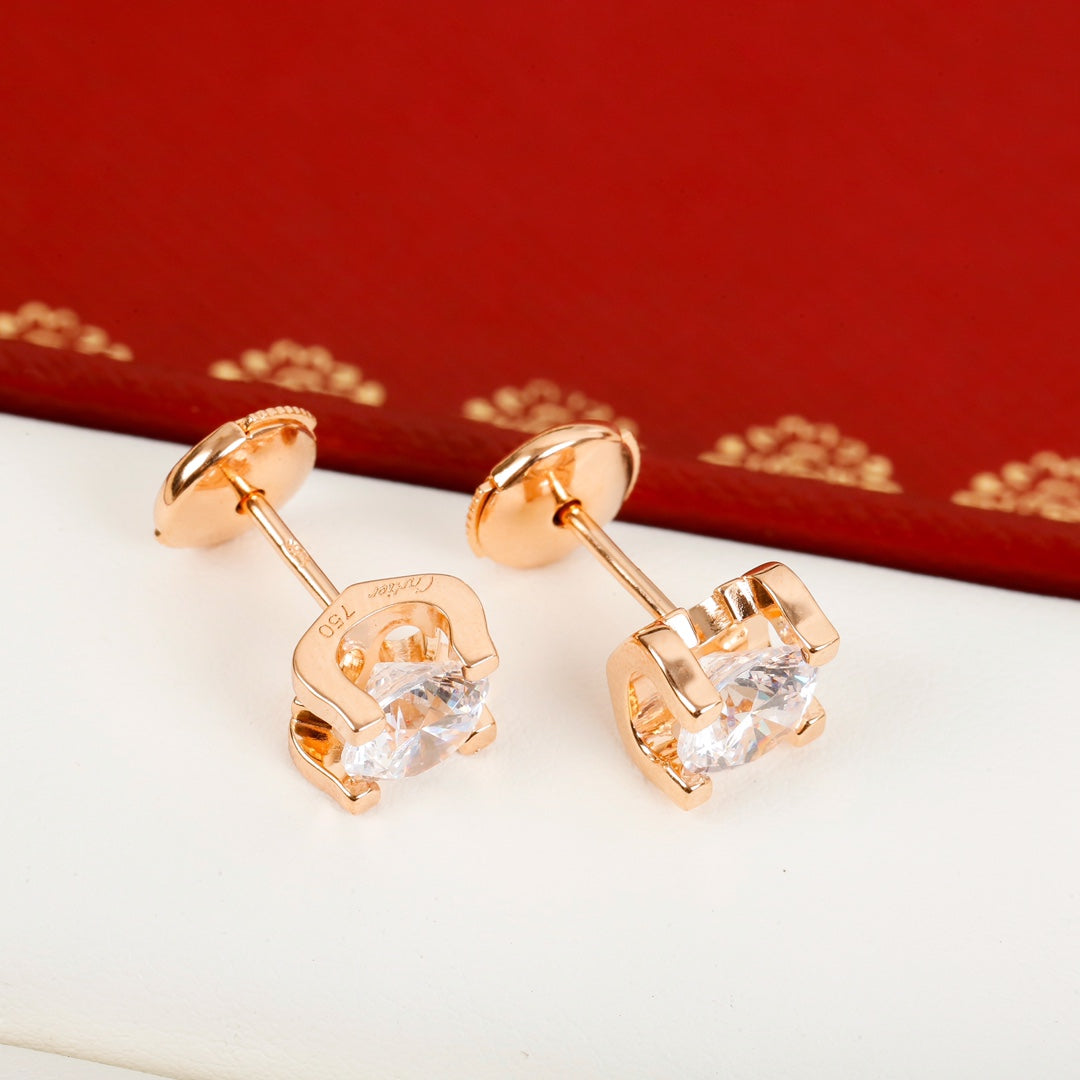 Cartier 牛角鑽石耳環-60分/一克拉