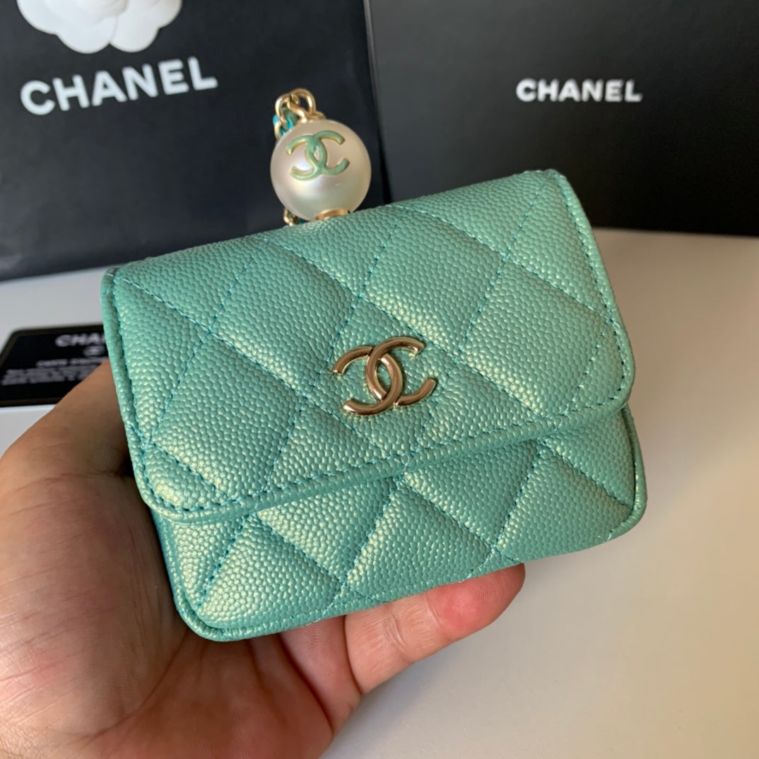 CHANEL 珍珠鏈條零錢包！