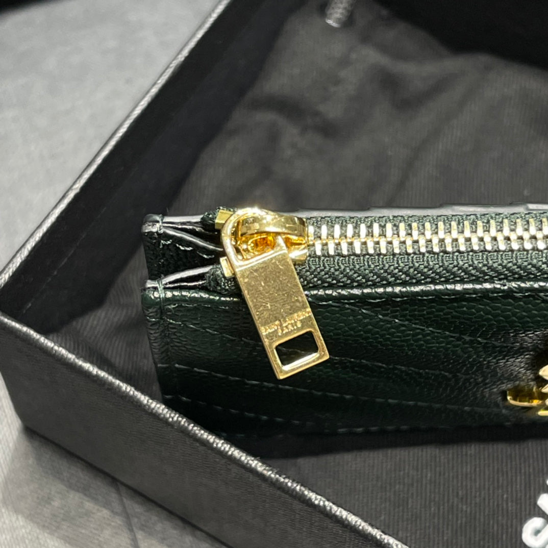 YSL 新品卡包_綠色金扣