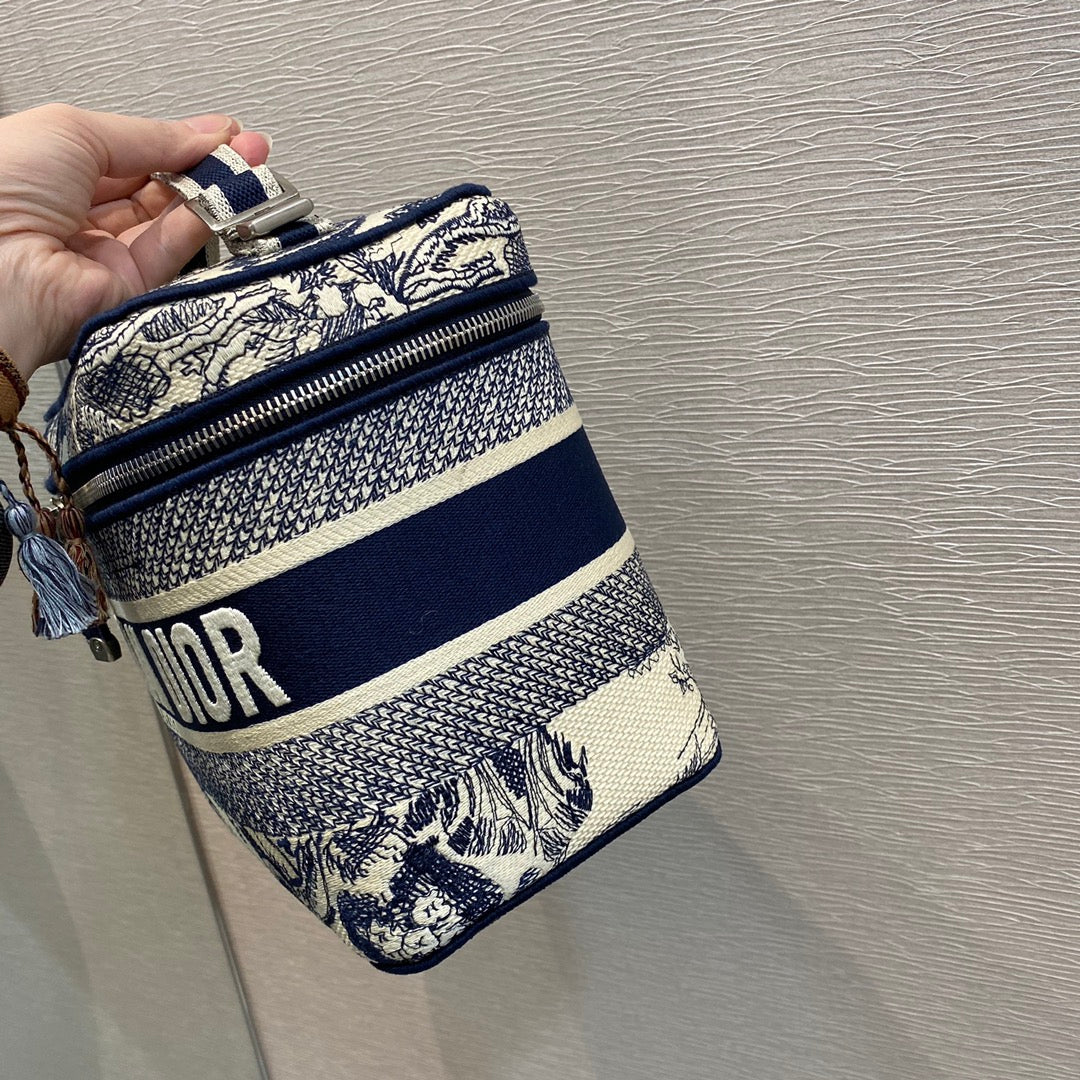 Dior 深藍老虎化妝包-刺繡叢林