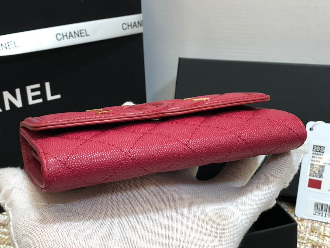 Chanel 復古CC荔枝牛皮-翻蓋中夾-復古五金