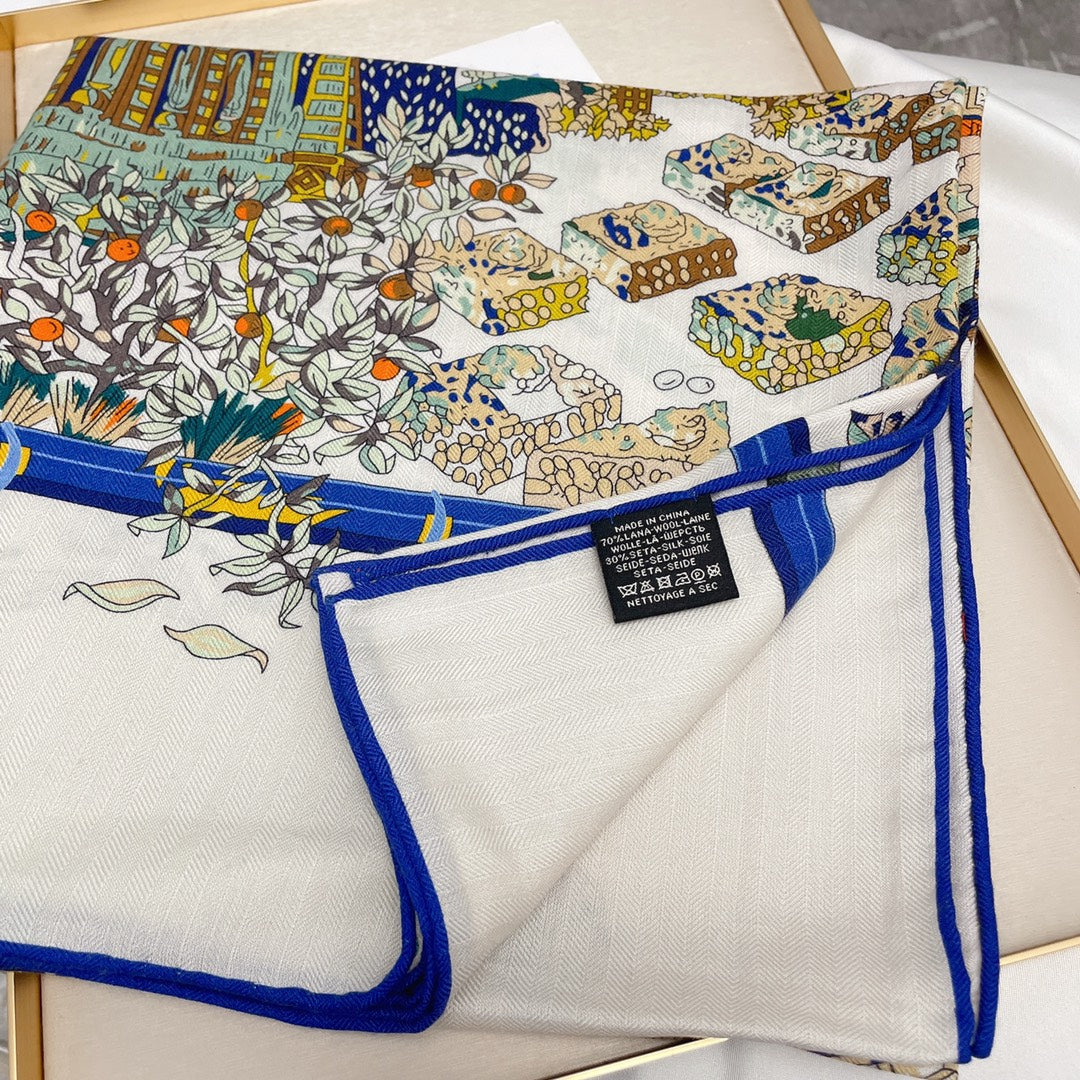 小愛款-雙面大絲巾 136cm-30%真絲70%羊毛