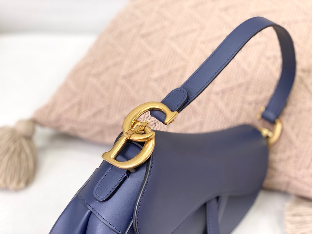 Dior Saddle 馬鞍包-平紋牛皮-大號夜藍色-25.5cm