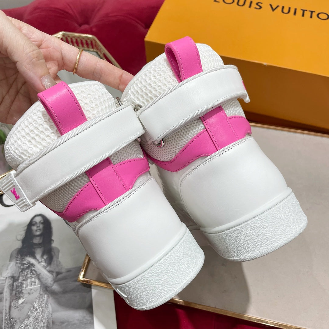 LV鞋-LV TRAINER 高筒 休閒鞋（粉）