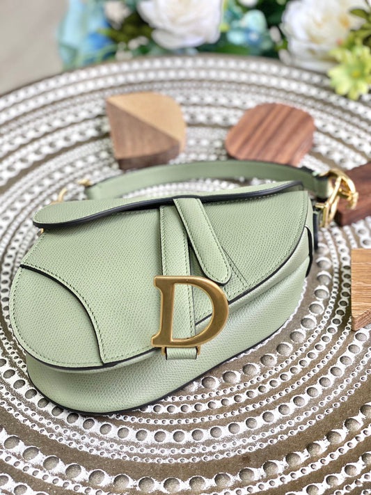 Dior Saddle 馬鞍包-手掌紋-小號抹茶綠色-19.5cm