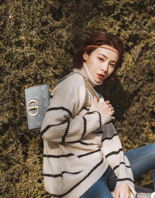 Dior Caro 小號20cm-馬卡龍藍