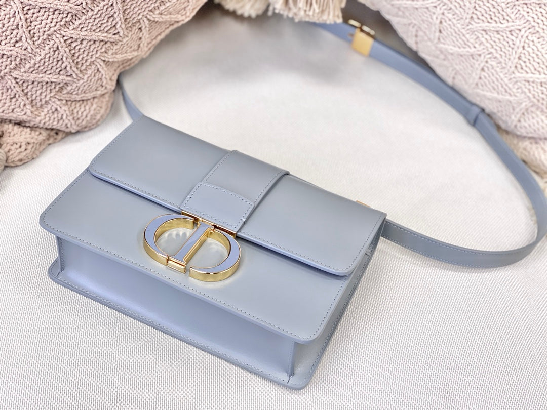 Dior 蒙田 30 Montaigne系列-24cm-牛皮平紋-天藍珐瑯扣