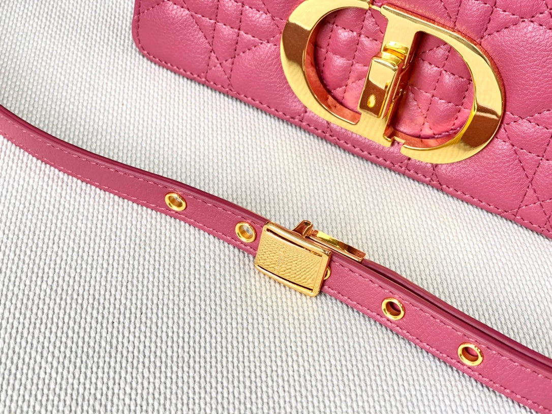 Dior Caro 小號20cm-玫紅小牛皮