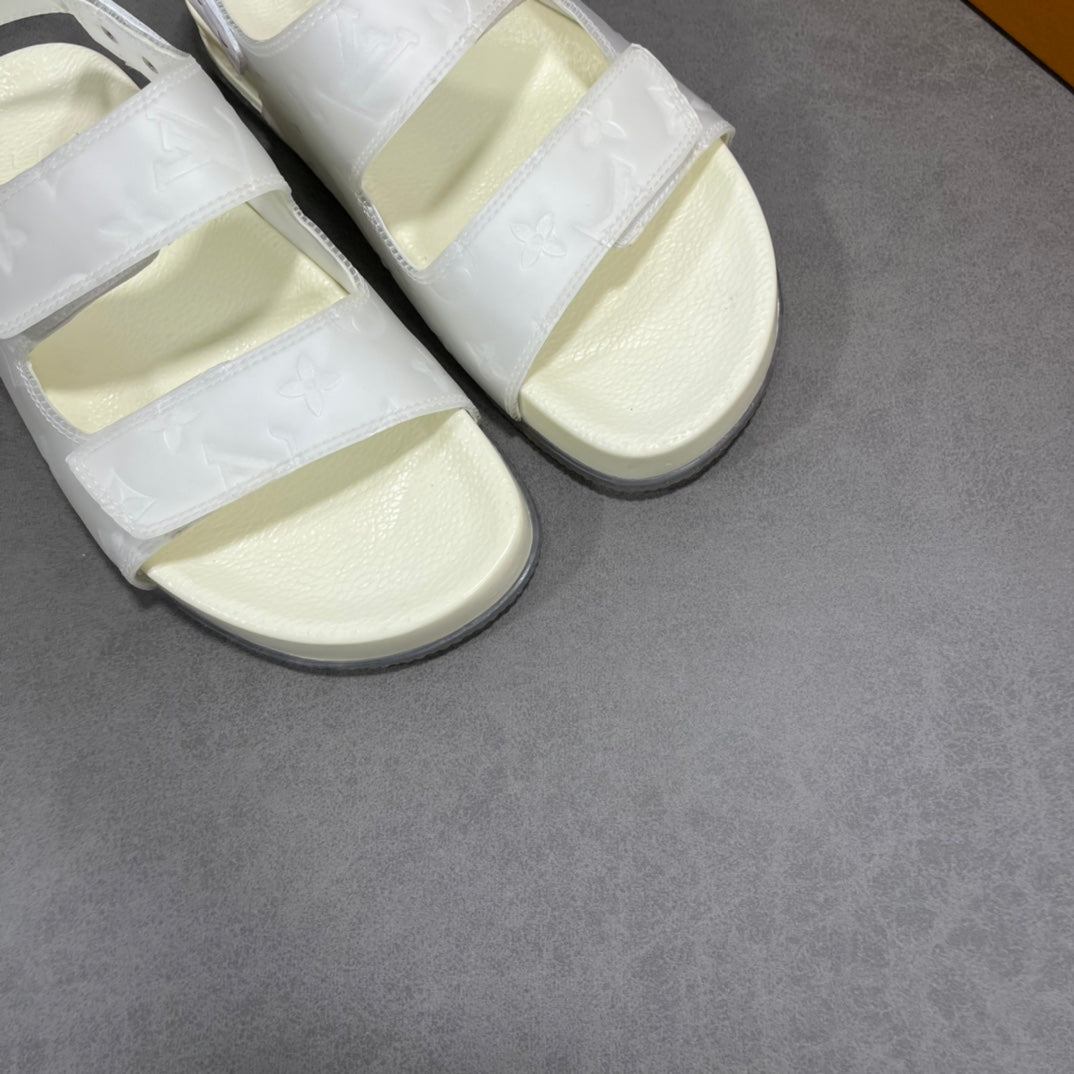 Lou-壓紋涼鞋 白色
