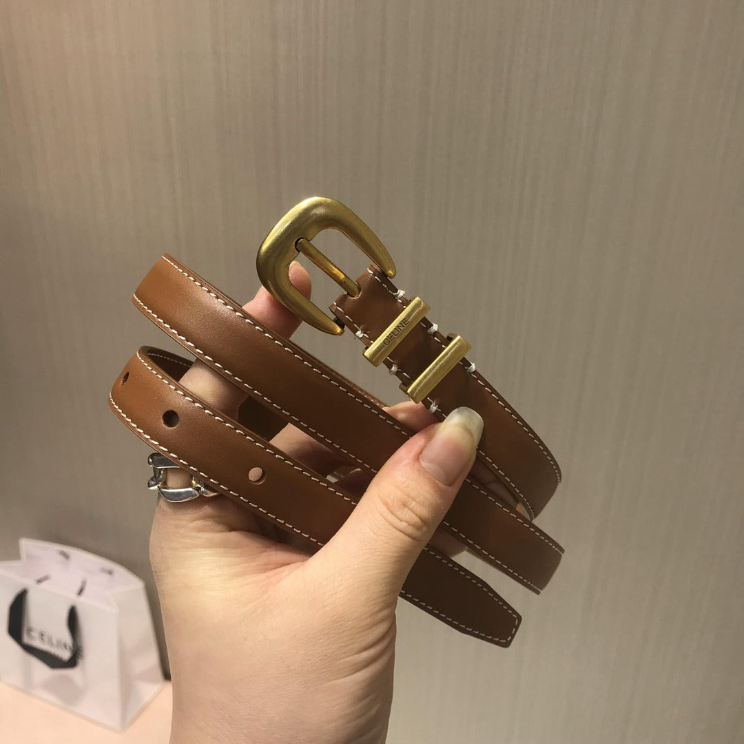 賽C家-咖色金扣皮帶-1.8cm