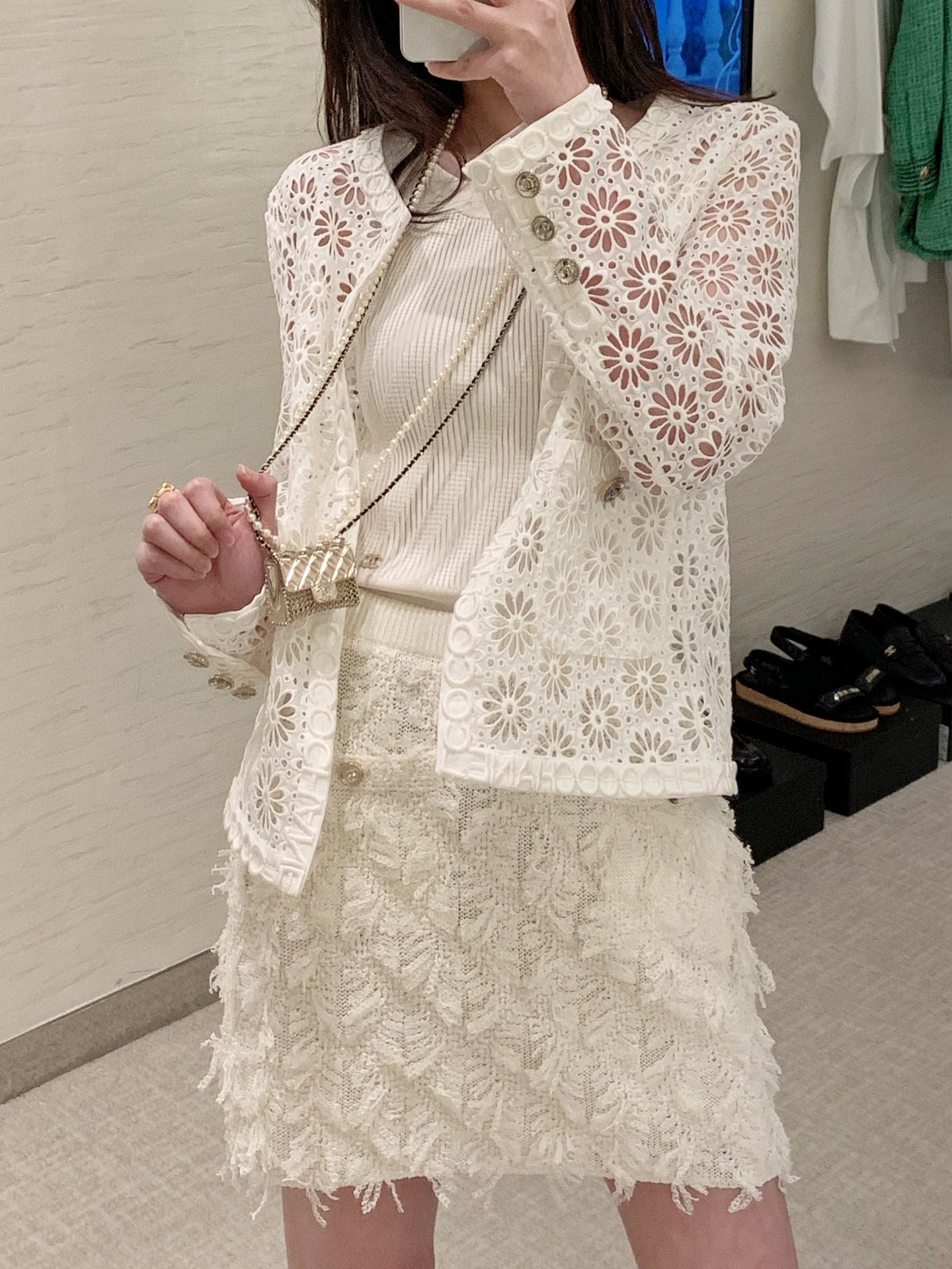 Chanel 珍珠鏈條金屬小包