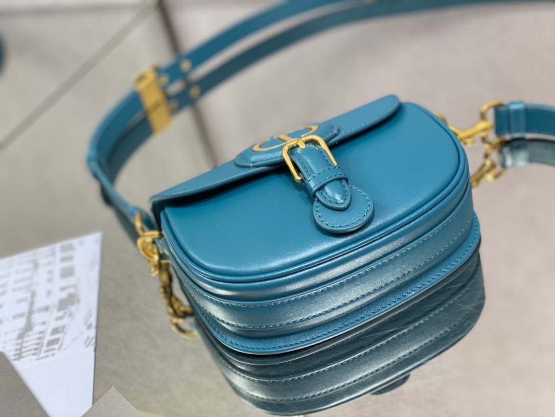 Dior Bobby-小號18cm-深海藍牛皮