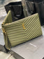 YSL_提花拼接文件手拿包-綠色金扣-30cm