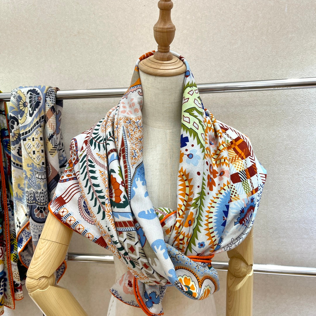 小愛款-絲絨方巾 140cm-30%真絲70%羊毛