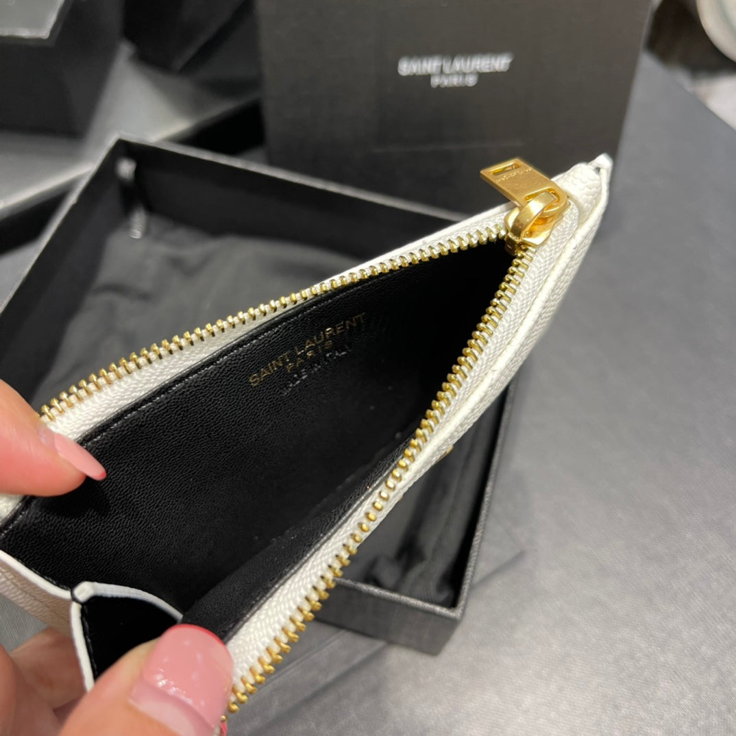 YSL 新品卡包_白色金扣