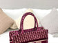 Dior Book Tote-小號36.5cm-紅色老花+天鵝絨