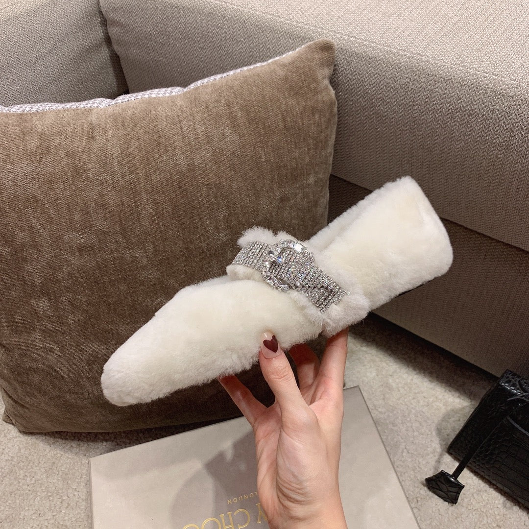JC傑米-毛毛平底鞋 白色