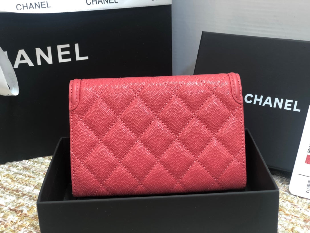 Chanel 復古CC荔枝牛皮-翻蓋中夾-復古五金