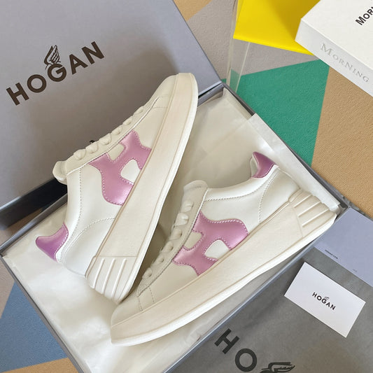 Hogan-2022早春新款 厚底休閒鞋 白色紫尾